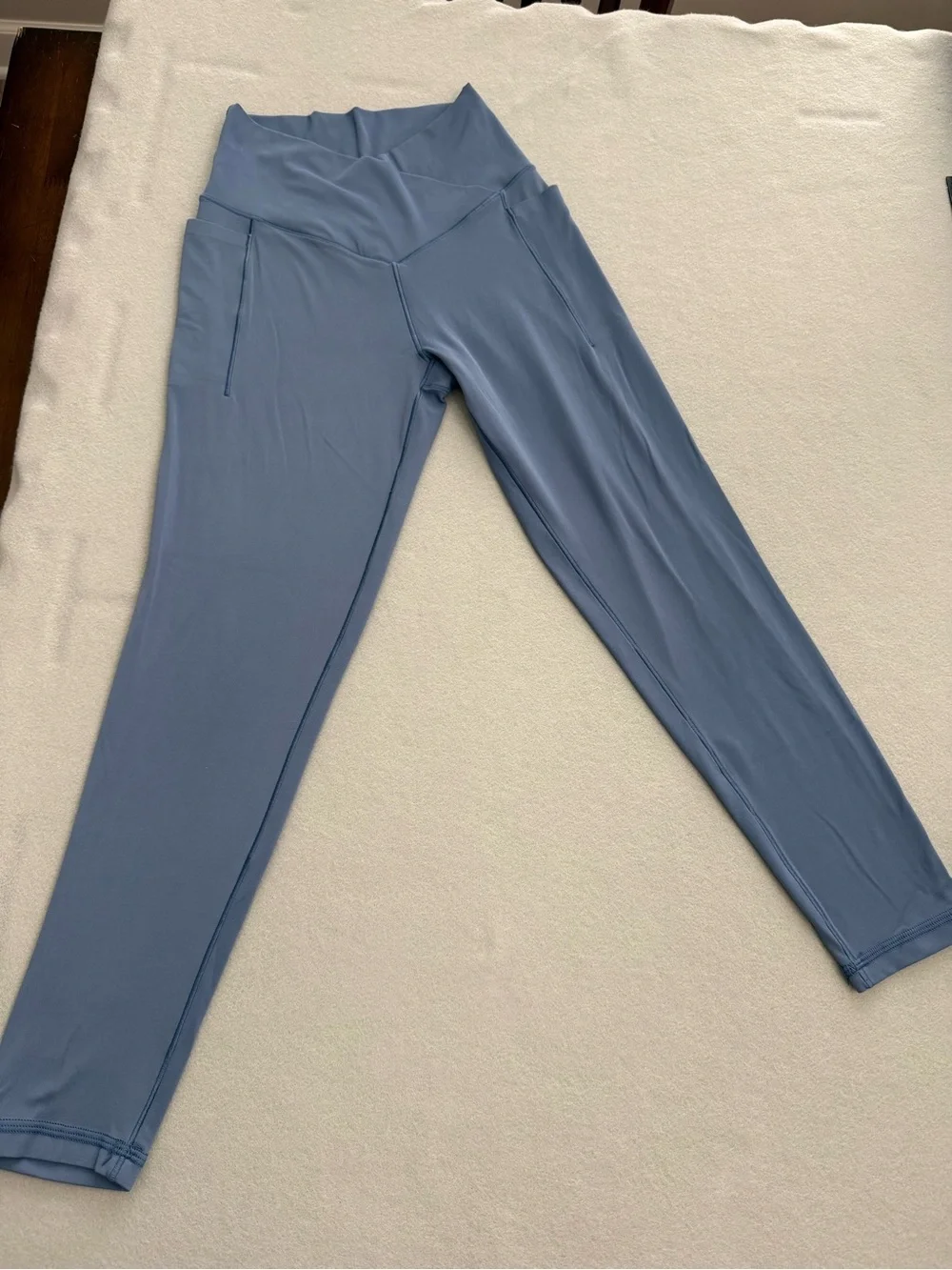 High-Waist Crisscross Ankle Leggings - Navy and Dusty Blue